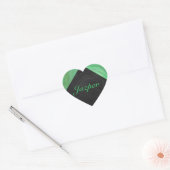 Emerald Cream und Black Monogram Herz-Aufkleber (Umschlag)