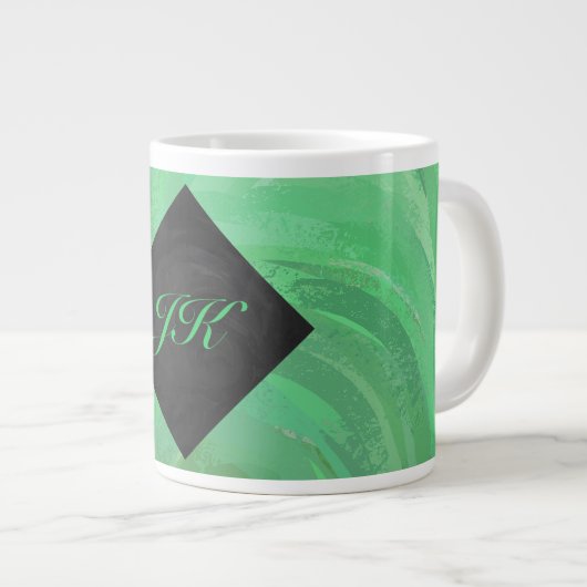 Emerald Cream und Black Monogram Jumbo-Tasse (Vorderseite Rechts)