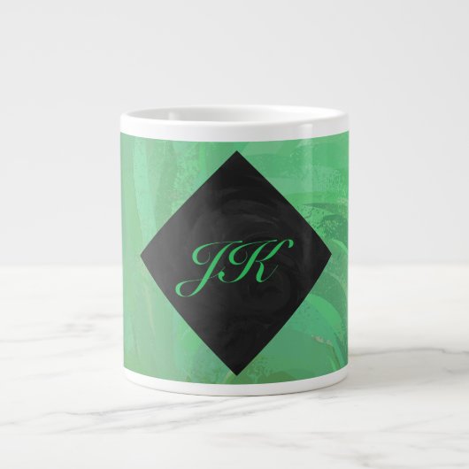 Emerald Cream und Black Monogram Jumbo-Tasse (Vorderseite)