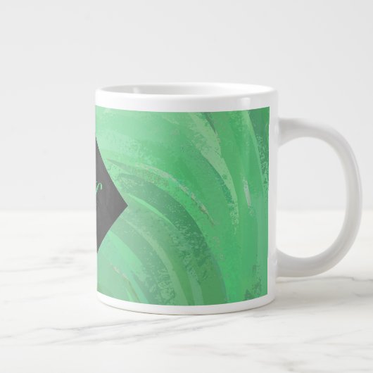 Emerald Cream und Black Monogram Jumbo-Tasse (Rechts)