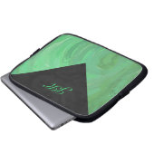 Emerald Cream und Black Monogram Laptopschutzhülle (Vorne Knopf)