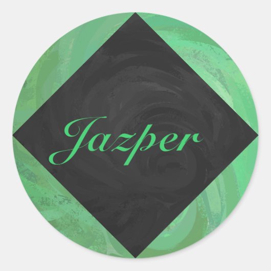 Emerald Cream und Black Monogram Runder Aufkleber (Vorderseite)