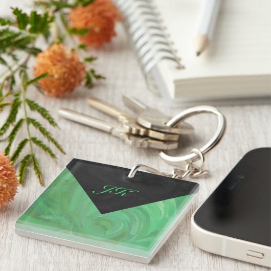 Emerald Cream und Black Monogram Schlüsselanhänger (Vorderseite rechts)