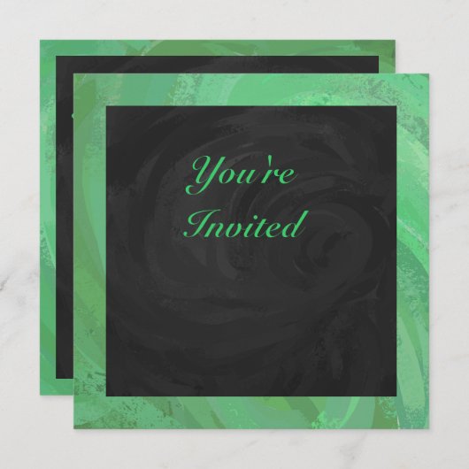 Emerald Cream und Black Party Einladung (Vorne/Hinten)