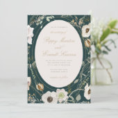 Emerald & Cream Wildflower Wedding Invitation Einladung (Stehend Vorderseite)
