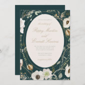 Emerald & Cream Wildflower Wedding Invitation Einladung (Vorne/Hinten)