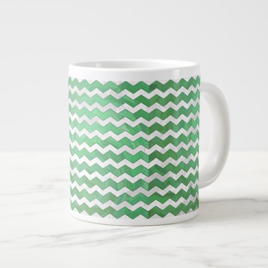 Emerald Cream Zickzack Muster Jumbo-Tasse (Vorderseite Rechts)