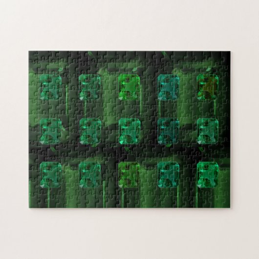 Emerald Cut Smarald Pattern Green Gemstone Puzzle (Horizontal)
