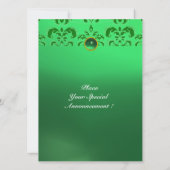 EMERALD DAMASK GEM STONE MONOGRAM grün Einladung (Rückseite)