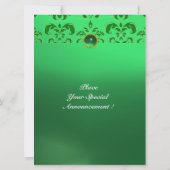 EMERALD DAMASK GEM STONE MONOGRAM grün Einladung (Rückseite)