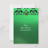 EMERALD DAMASK GEM STONE MONOGRAMM grün schwarz Einladung (Rückseite)