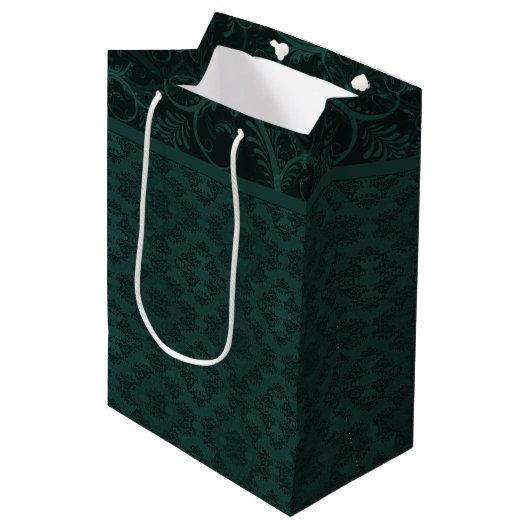Emerald Damask Mittlere Geschenktüte (Vorderseite Schrägansicht)