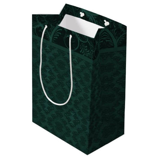 Emerald Damask Mittlere Geschenktüte (Rückseite Schrägansicht)