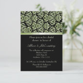 Emerald Damask Ribbon Bridal Dusche Einladung (Stehend Vorderseite)