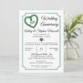 Emerald Diamonds Party zum 20. Hochzeitstag Einladung (Stehend Vorderseite)