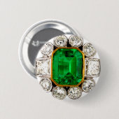 Emerald Diamonds Vintage Kostüm-Schmuck Brosche Button (Vorne & Hinten)