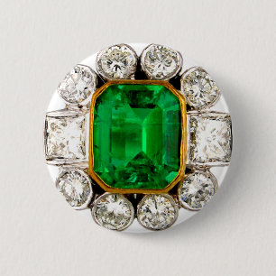Emerald Diamonds Vintage Kostüm-Schmuck Brosche Button