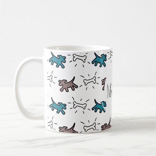 Emerald Dog Bone Graffiti Stil personalisierte Mug Kaffeetasse (Links)