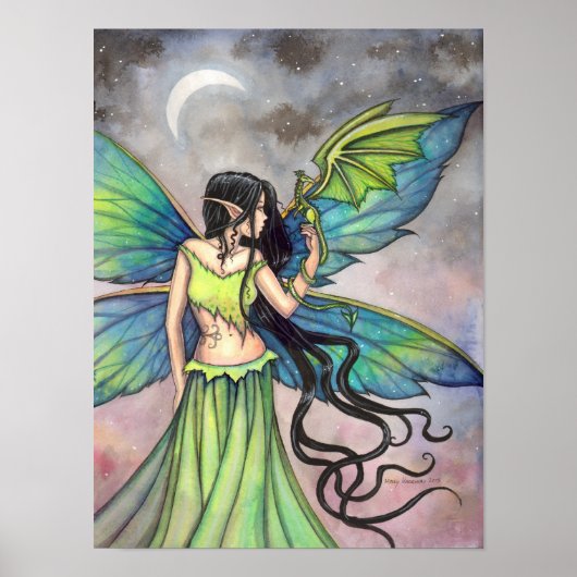 Emerald-Drache Fantasy Kunst von Molly Harrison Poster (Vorne)