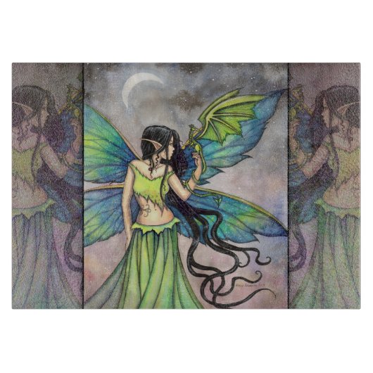Emerald Dragon Fairy Fantasy Art Schneidebrett (Vorderseite)