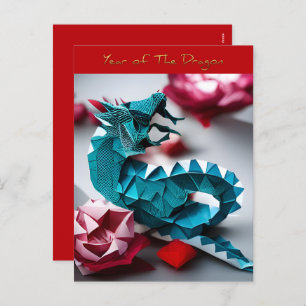 Emerald Dragon Origami Chinesisches Neujahr HPostC Feiertagspostkarte