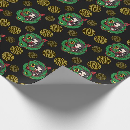 Emerald Dragon Wrapping Paper Geschenkpapier (Ecke)