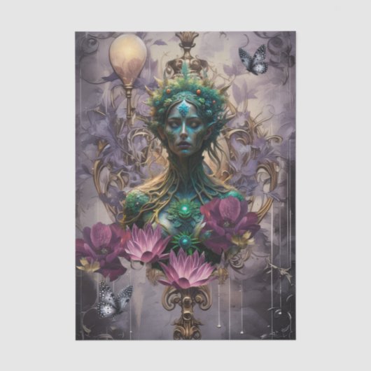 Emerald Dreams Fantasy Forest Königin Decoupage Seidenpapier (Vorderseite)