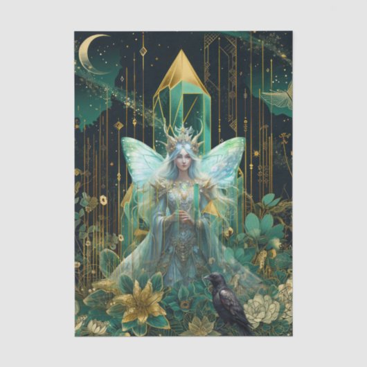 Emerald Dreams Fantasy Forest Königin Decoupage Seidenpapier (Vorderseite)