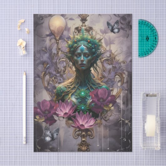 Emerald Dreams Fantasy Forest Queen Decoupage Seidenpapier (Handwerk)