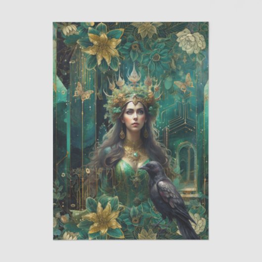 Emerald Dreams Fantasy Forest Queen Decoupage Seidenpapier (Vorderseite)
