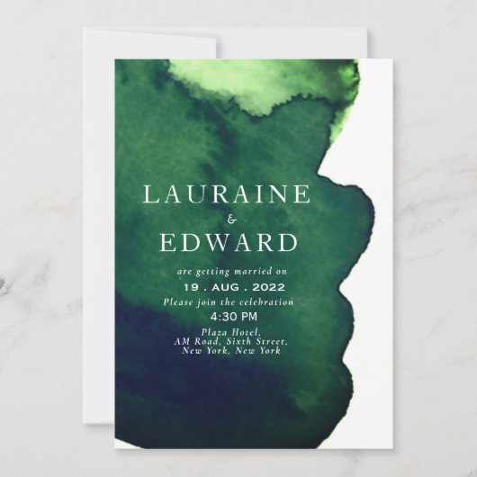 Emerald dunkelgrün Aquarell minimalistisch abstrak Einladung (Vorderseite)