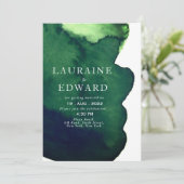 Emerald dunkelgrün Aquarell minimalistisch abstrak Einladung (Stehend Vorderseite)