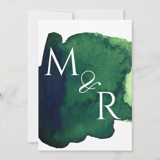 Emerald dunkelgrün Aquarell minimalistisch abstrak Einladung (Rückseite)