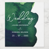 Emerald dunkelgrün Aquarell minimalistisch abstrak Weinetikett (Einzelnes Label)