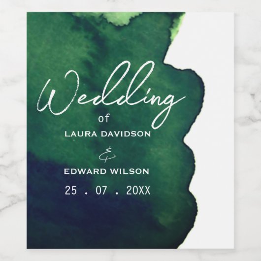Emerald dunkelgrün Aquarell minimalistisch abstrak Weinetikett (Einzelnes Label)