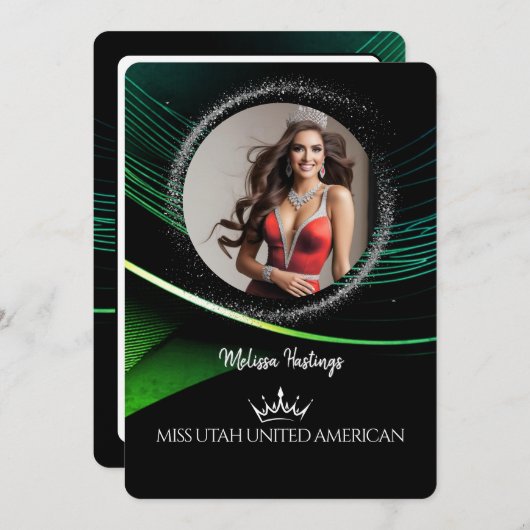 Emerald Dust Premium Pageant Promo Card Einladung (Vorne/Hinten)
