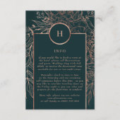 Emerald Dusty Rose Gold Monogram Wreath Wedding Begleitkarte (Vorderseite)
