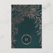 Emerald Dusty Rose Gold Monogram Wreath Wedding Begleitkarte (Rückseite)