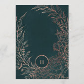 Emerald Dusty Rose Gold Monogram Wreath Wedding Einladung (Rückseite)