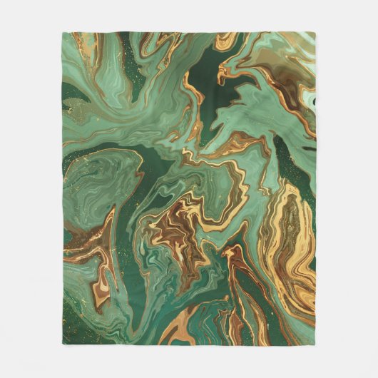 Emerald Elegance: Goldmarmor Luxus Fleecedecke (Vorderseite)