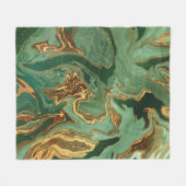 Emerald Elegance: Goldmarmor Luxus Fleecedecke (Vorderseite (Horizontal))