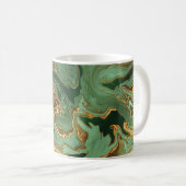 Emerald Elegance: Goldmarmor Luxus Kaffeetasse (VorderseiteRechts)