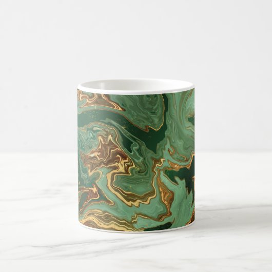 Emerald Elegance: Goldmarmor Luxus Kaffeetasse (Mittel)