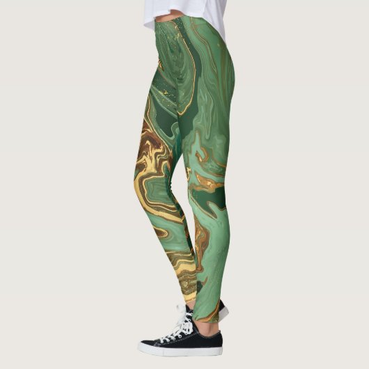 Emerald Elegance: Goldmarmor Luxus Leggings (Links)