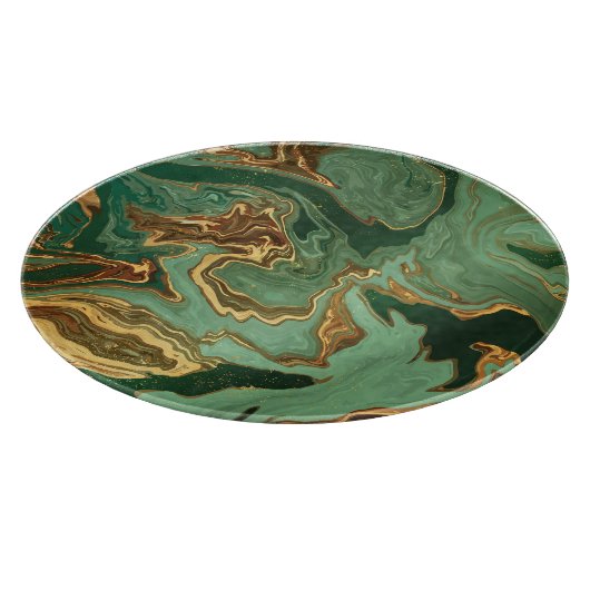 Emerald Elegance: Goldmarmor Luxus Schneidebrett (Ecke)