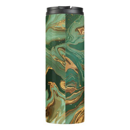 Emerald Elegance: Goldmarmor Luxus Thermosbecher (Rückseite)