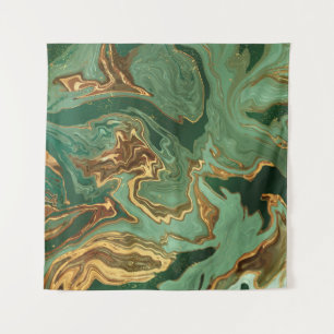 Emerald Elegance: Goldmarmor Luxus Wandteppich