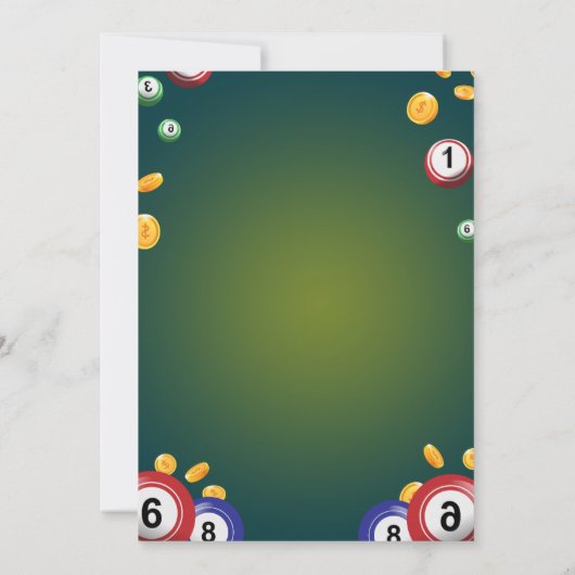 Emerald Elegance Green Bold Bingo Night Einladung (Rückseite)