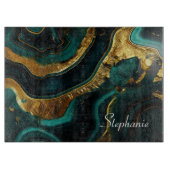 Emerald Elegance: Individualisierter grüner Marmor Schneidebrett (Vorderseite)