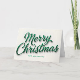Emerald Elegance Retro Script Merry Christmas Feiertagskarte